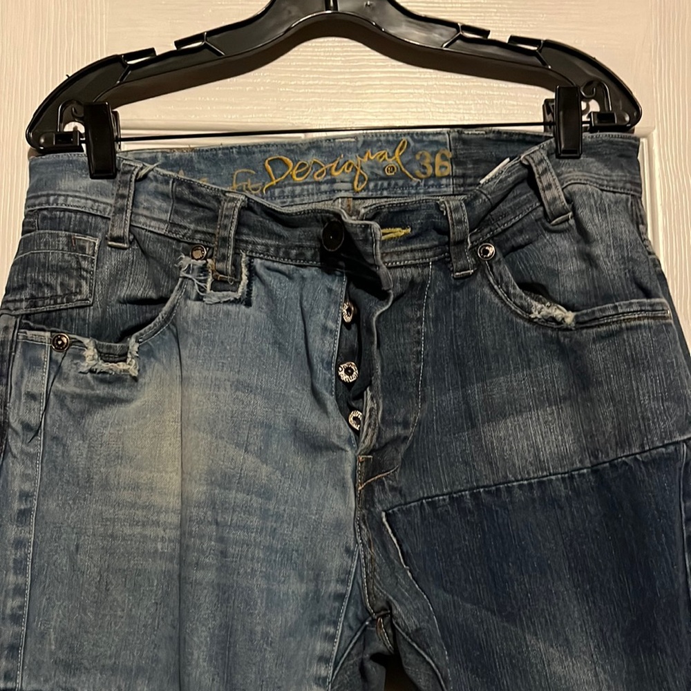 Mens Desigual distressed patchwork jeans size 36!